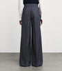 Max Mara Blue Virgin Wool Wide-Leg Trousers