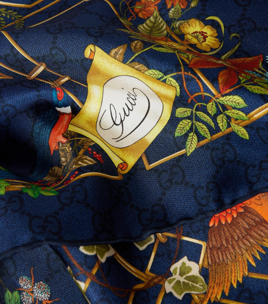 Gucci - GG floral silk twill scarf