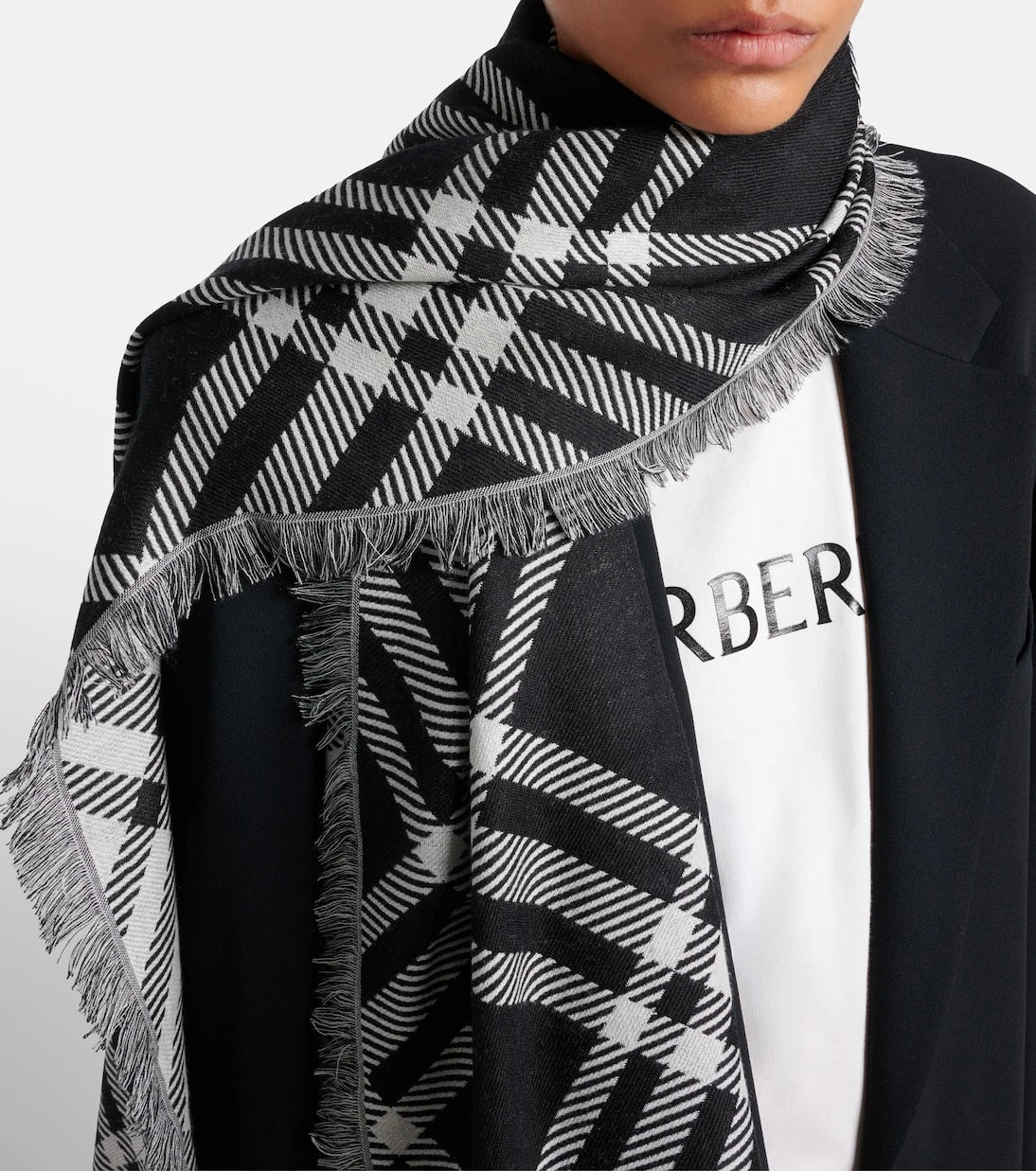 Burberry - Burberry Check wool and silk scarf