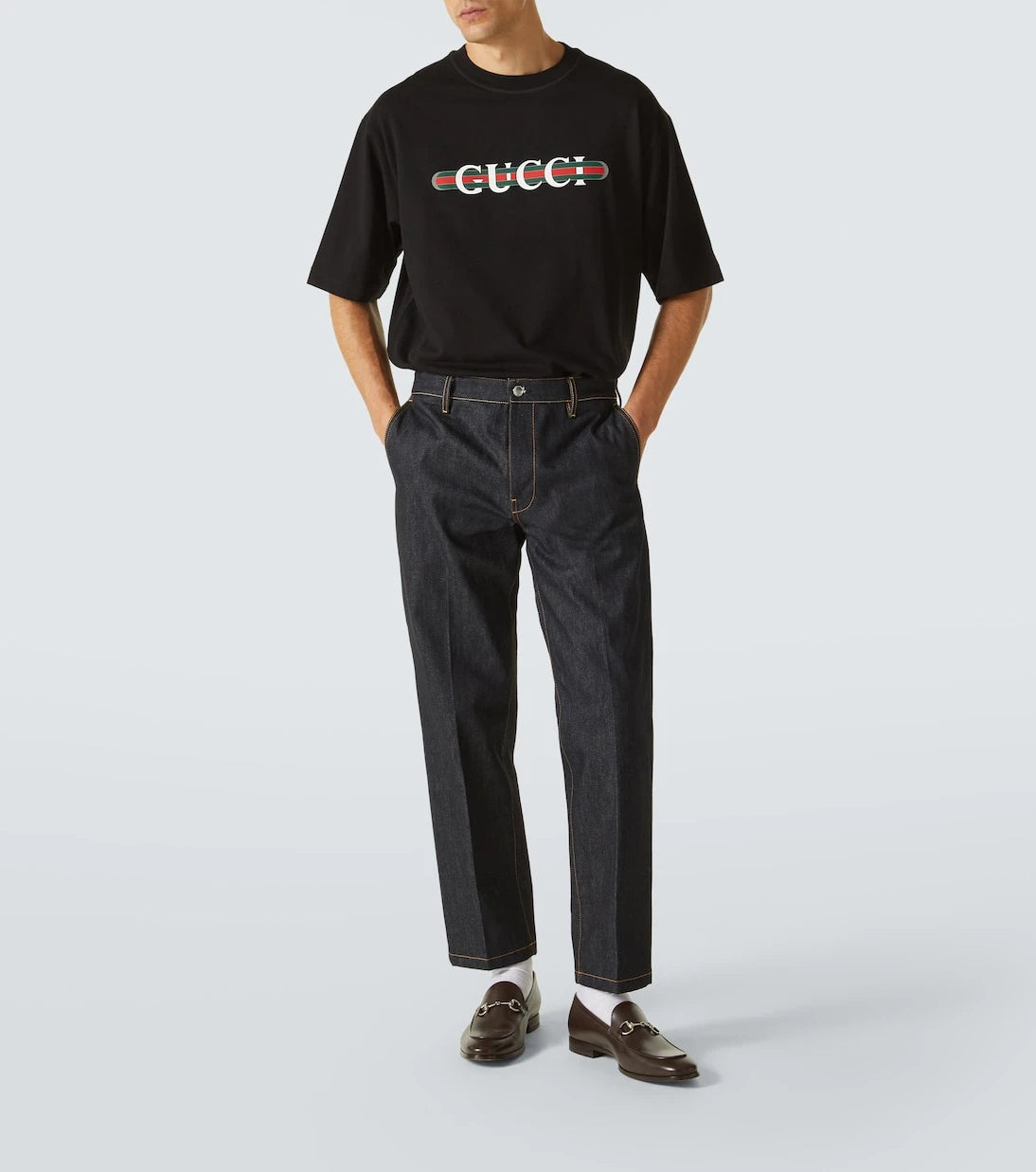 Gucci - تي شيرت جيرسيه قطني بشعار العلامة