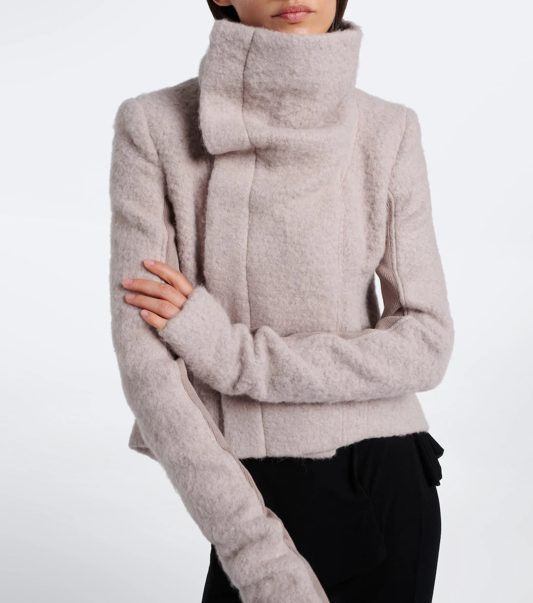 Rick Owens - Asymmetric alpaca and wool-blend jacket