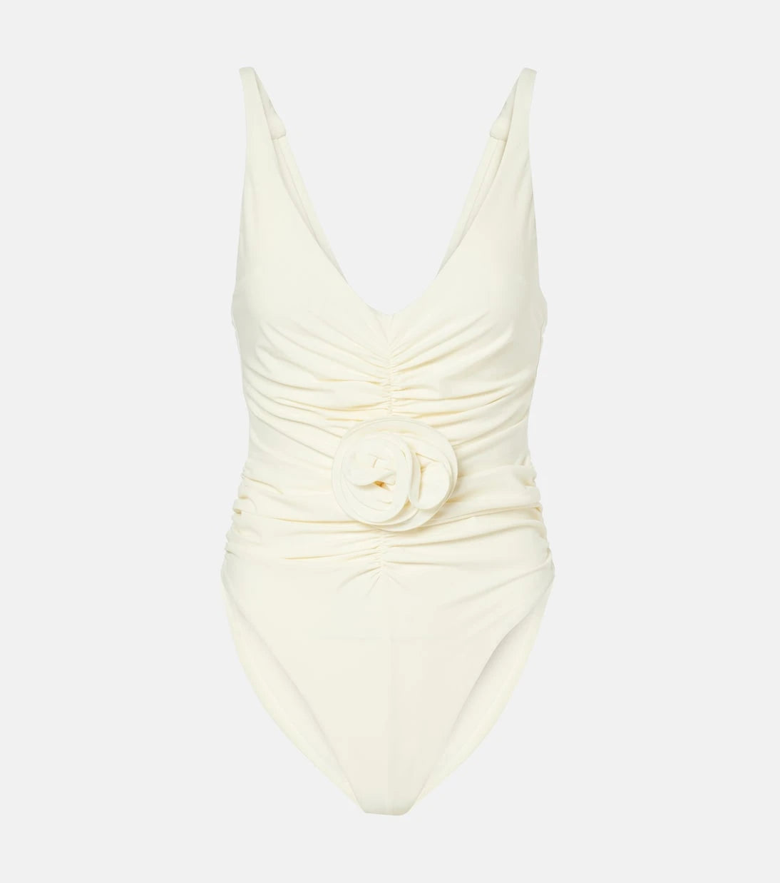 Magda Butrym - Floral-appliqué ruched swimsuit