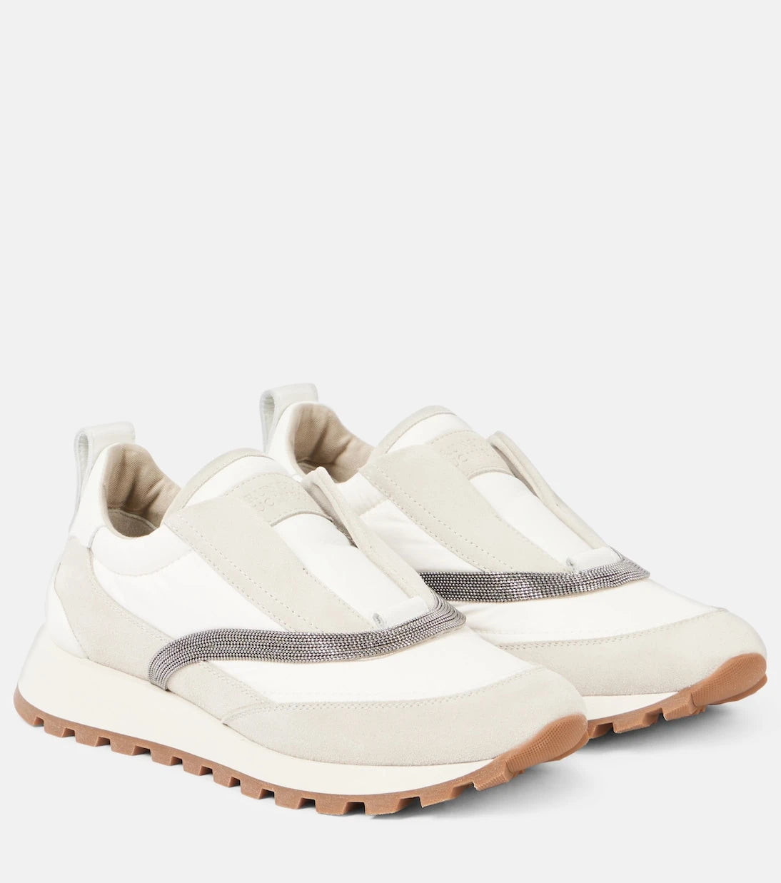 Brunello Cucinelli - Monili leather-trimmed sneakers