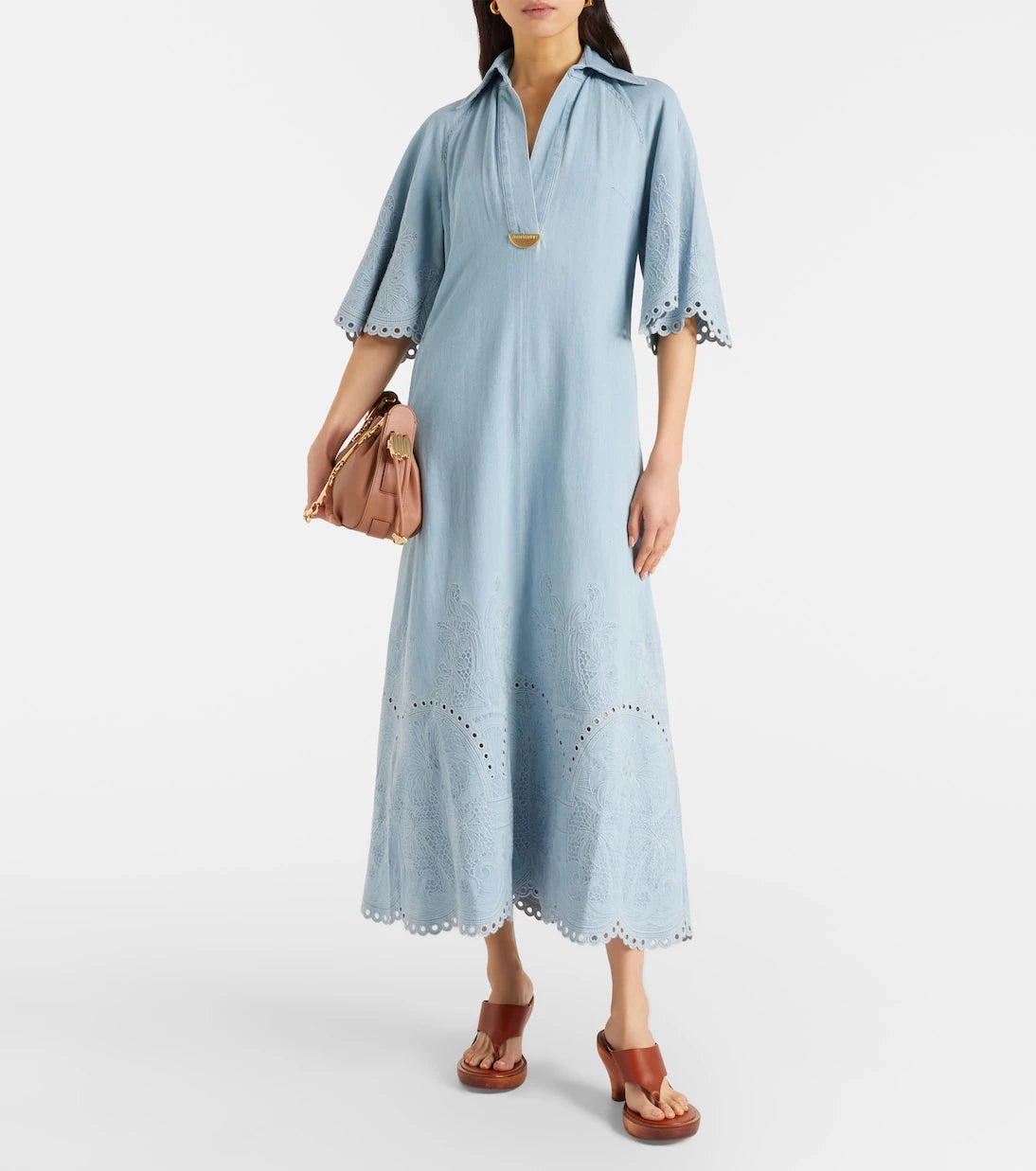 Zimmermann - Daylight embroidered denim midi dress