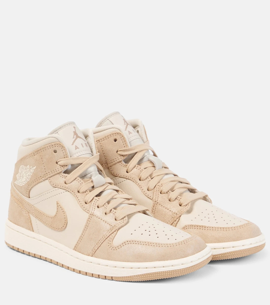Nike - Air Jordan 1 Mid suede-trimmed leather sneakers