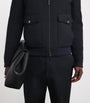 Canali Black Wool-Blend Shearling-Collar Bomber Jacket