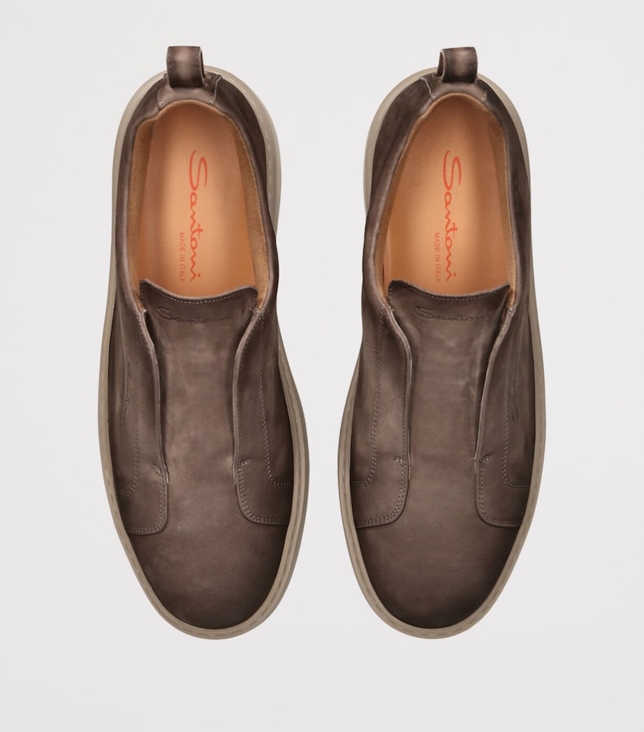 Santoni Beige Leather Clean Icon Victory Sneakers