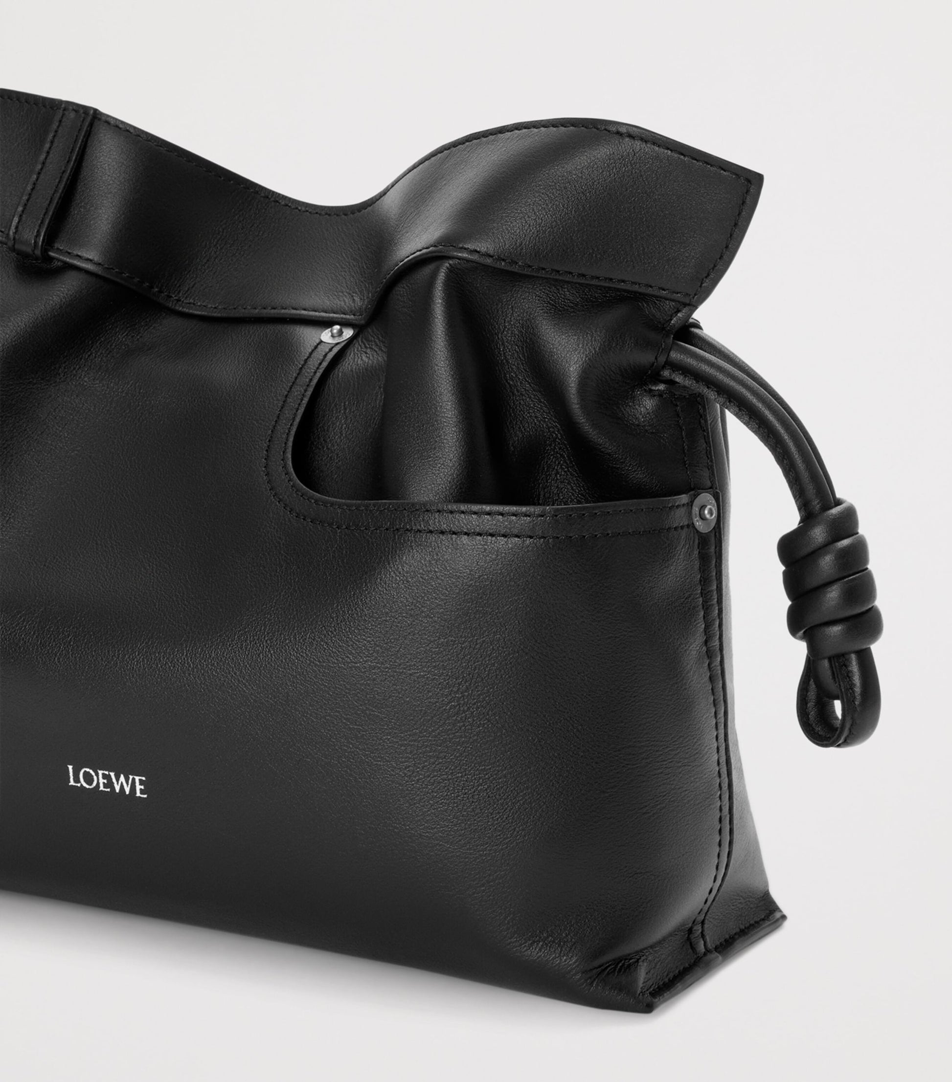 Leather Jean-Detail Flamenco Clutch Bag