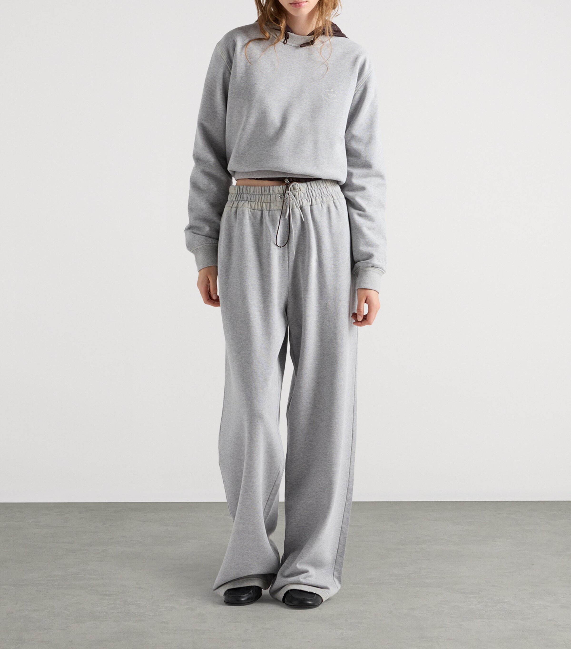 Prada Grey Cotton Logo Sweatshirt