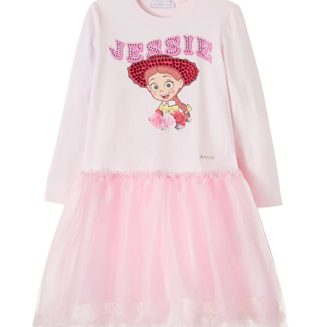 Monnalisa - Embellished printed cotton-blend dress
