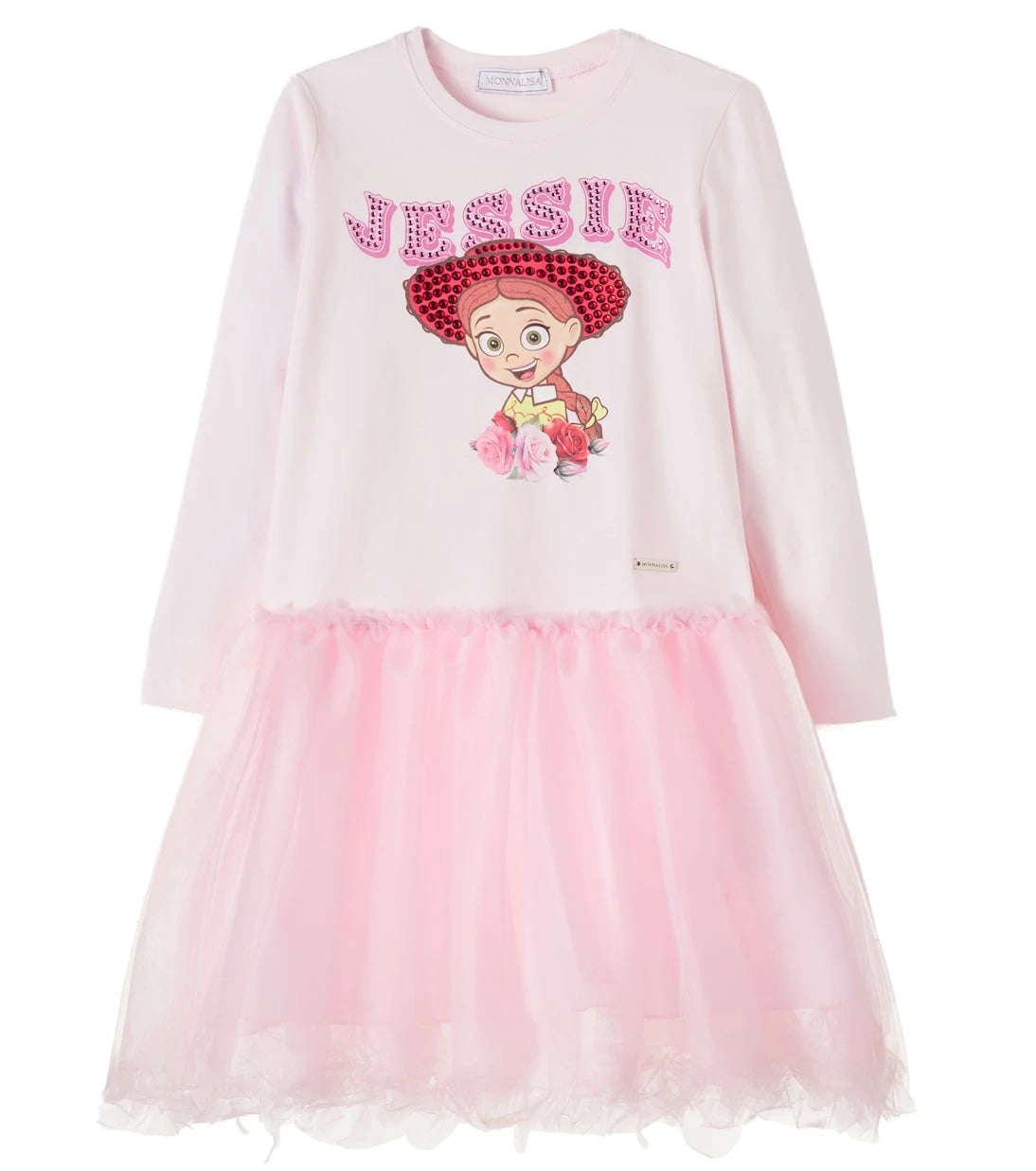 Monnalisa - Embellished printed cotton-blend dress