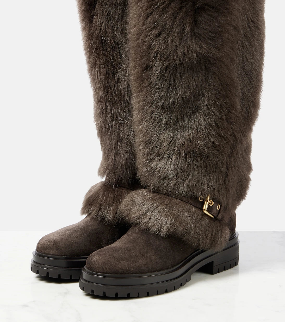 Gianvito Rossi - Maverick shearling and suede snow boots