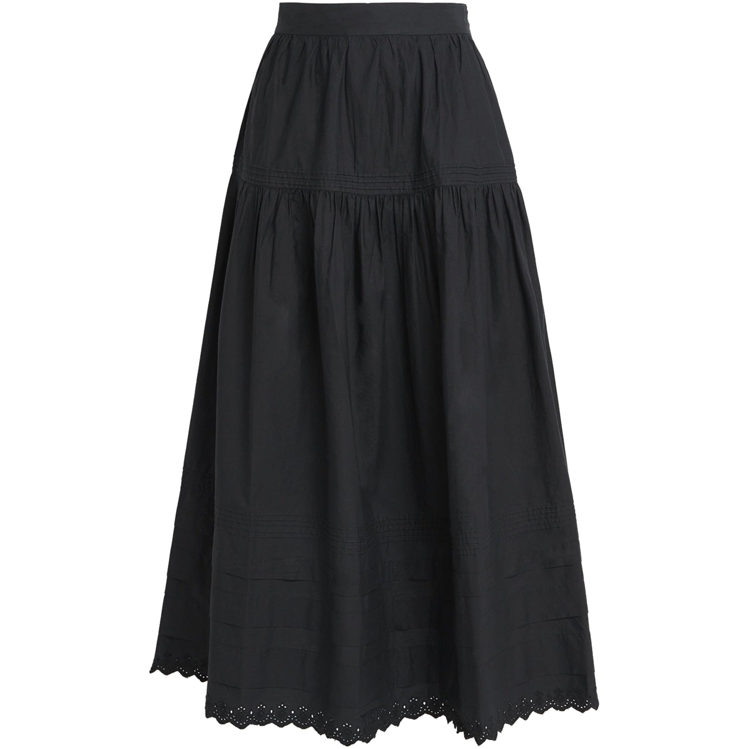DÔEN Black Organic Cotton Sebastiane Midi Skirt