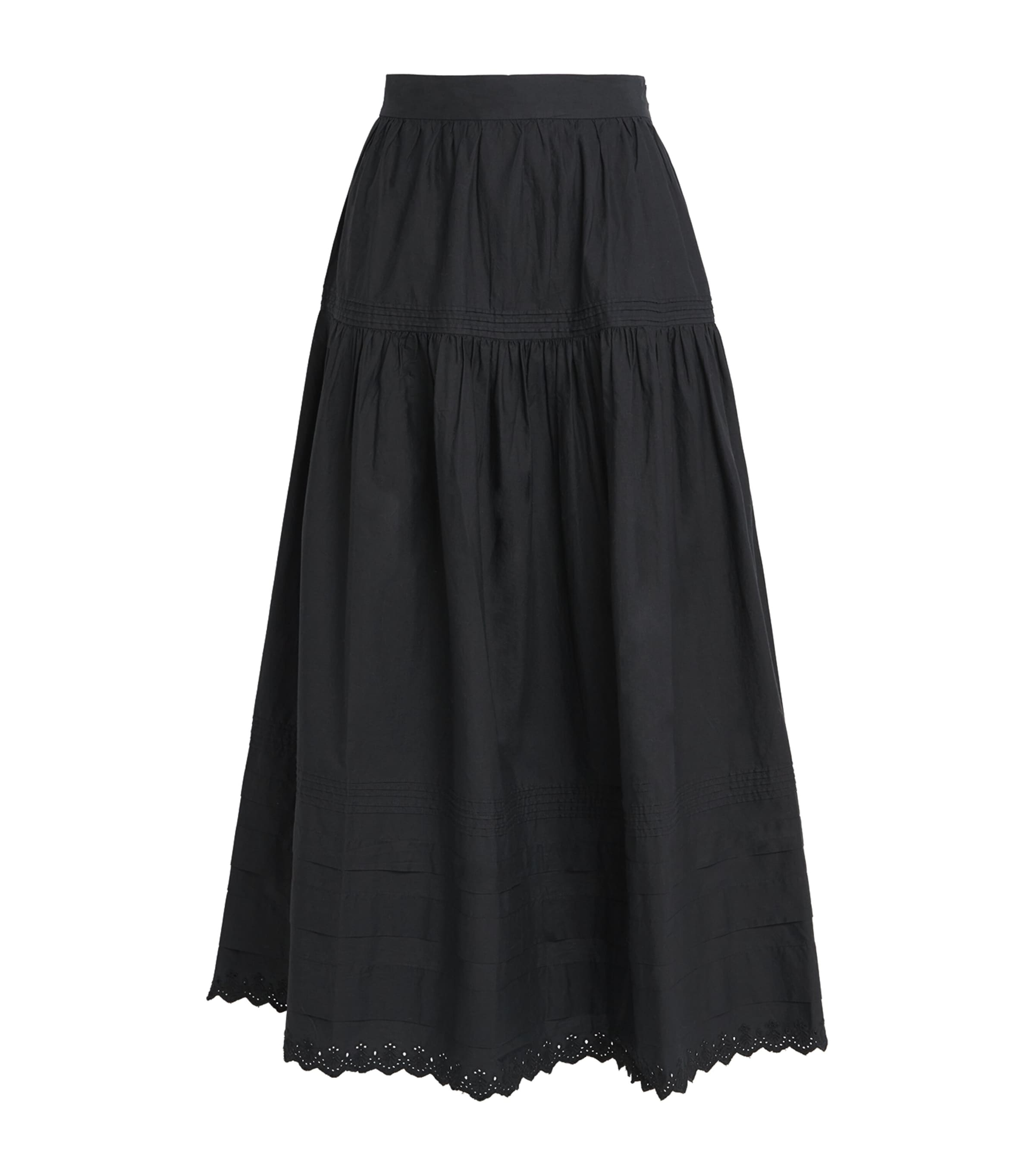 DÔEN Black Organic Cotton Sebastiane Midi Skirt