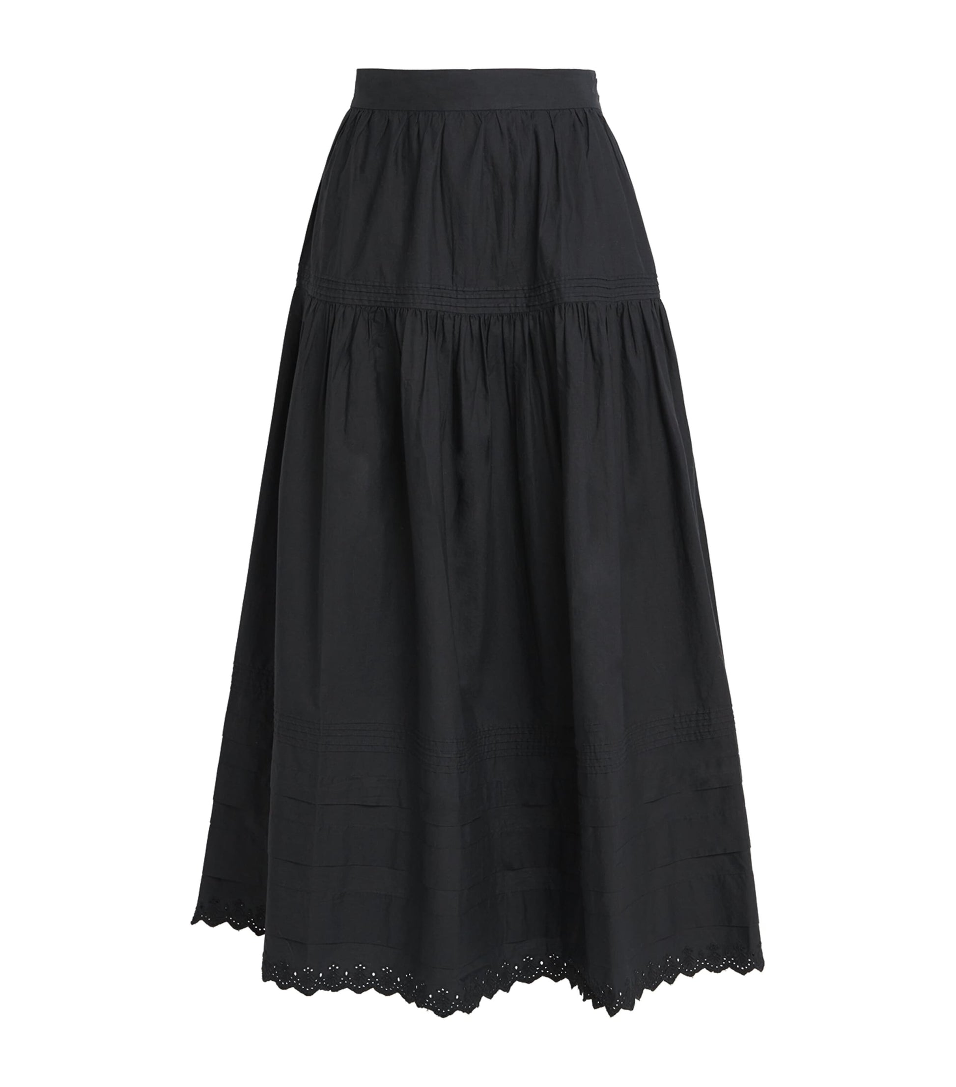 DÔEN Black Organic Cotton Sebastiane Midi Skirt