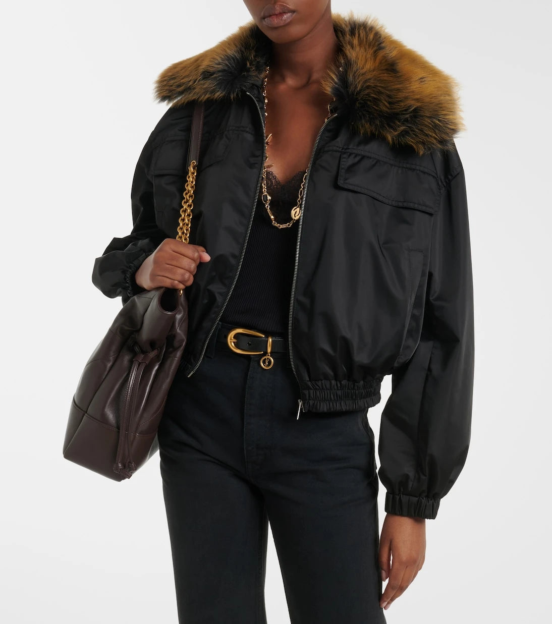 Saint Laurent - Shearling-trimmed blouson jacket