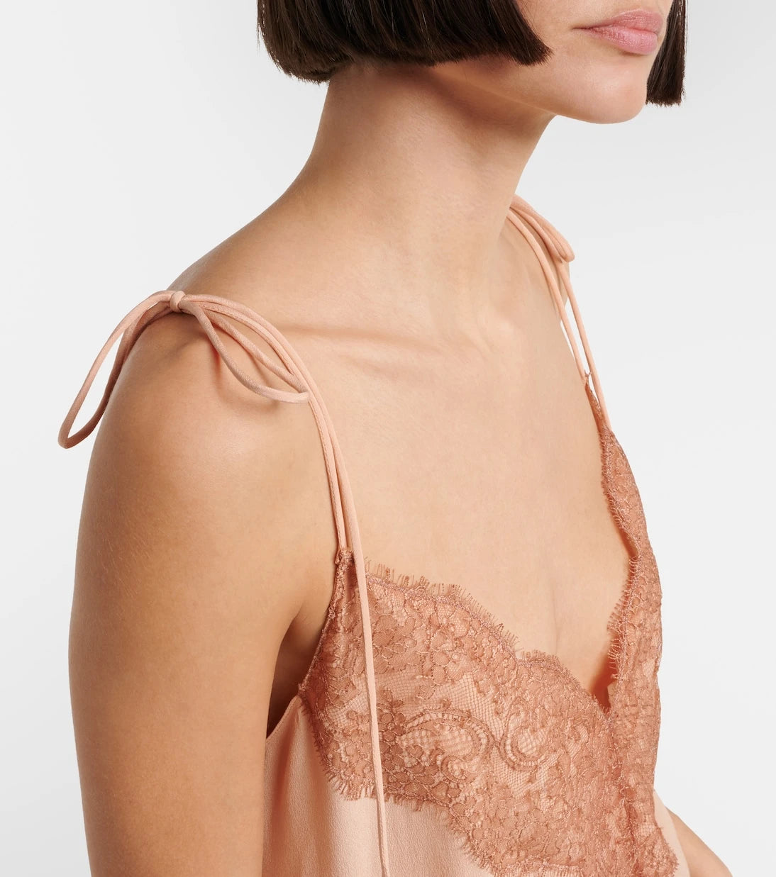 Valentino - Lace-trimmed silk crêpe de chine camisole