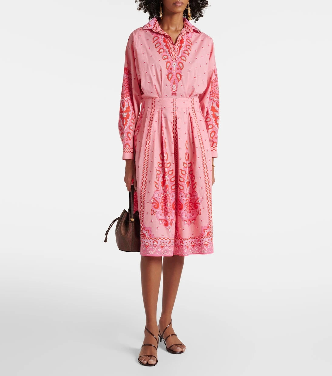 Etro - فستان ميدي من مزيج القطن المطبوع