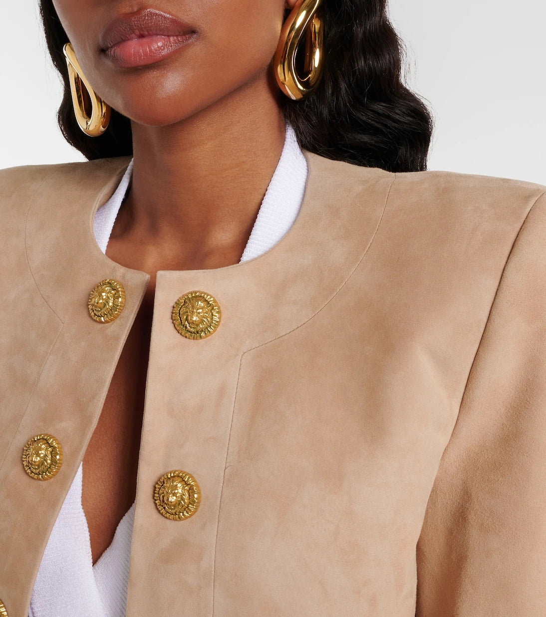 Balmain - Suede cropped jacket