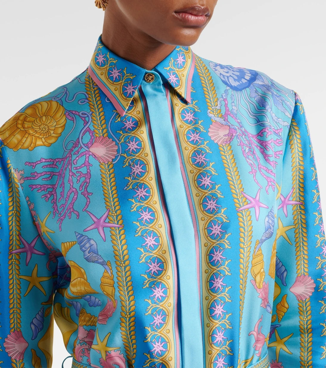 Versace - Underwater Barocco silk twill maxi dress
