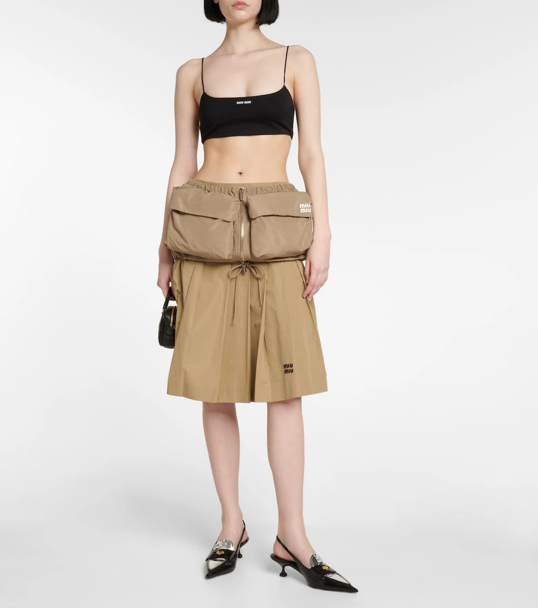 Miu Miu - Drawstring zip miniskirt