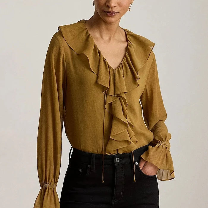 Lauren Ralph Lauren fırfırlı kadın bluzu