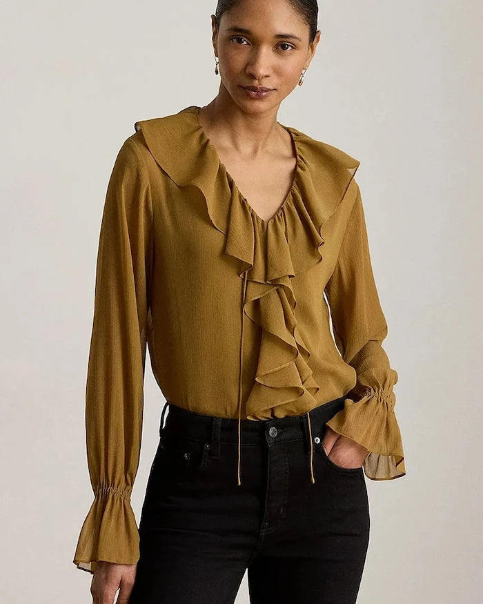 Lauren Ralph Lauren fırfırlı kadın bluzu