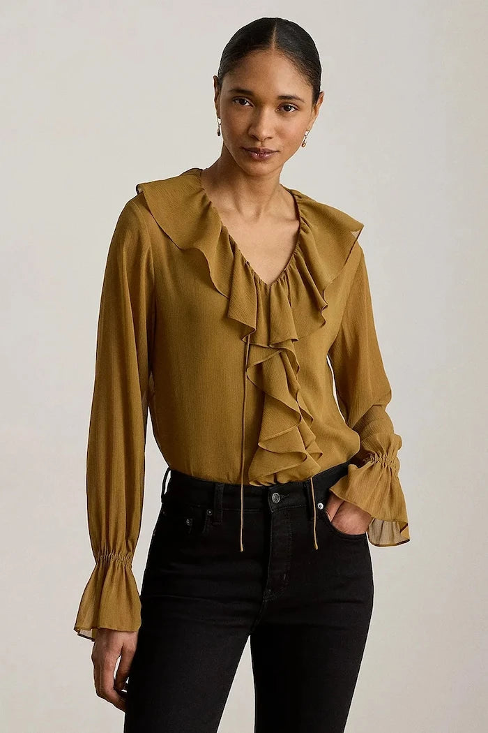Lauren Ralph Lauren fırfırlı kadın bluzu
