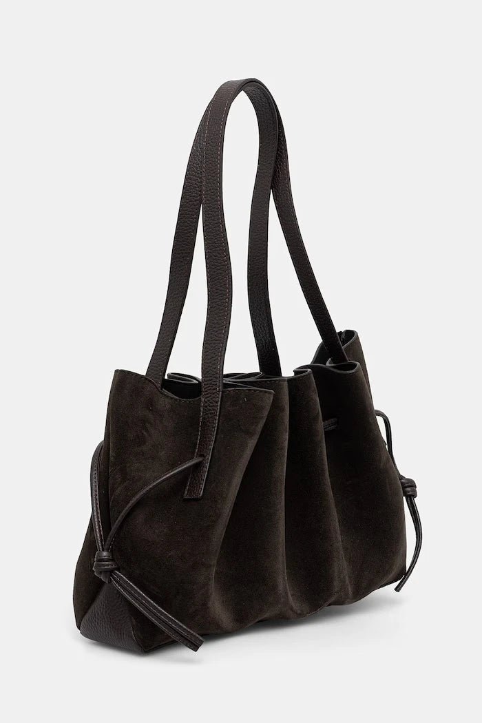 Yuzefi kadın süet hobo çanta SCALLOP SHOULDER