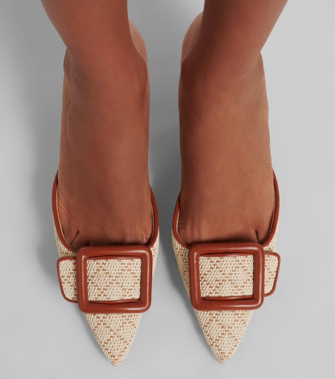 Manolo Blahnik - Maysale leather-trimmed mules