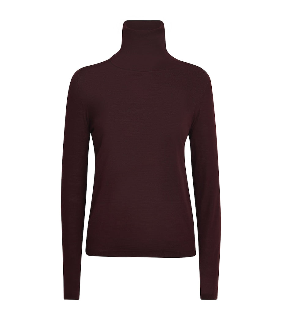 Max Mara Red Virgin Wool Rollneck Sweater