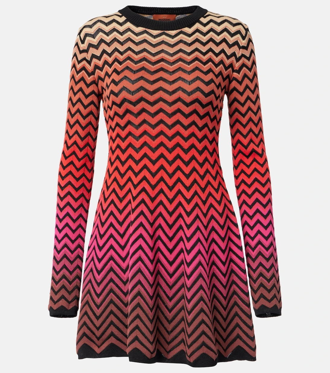Missoni - فستان قصير من مزيج قطن بنقشة الزيك زاك المتدرجة
