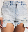 Good American Blue Distressed Crystal Denim Shorts