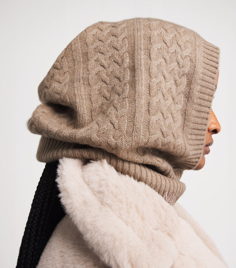 Max Mara Beige Cashmere Cable-Knit Balaclava