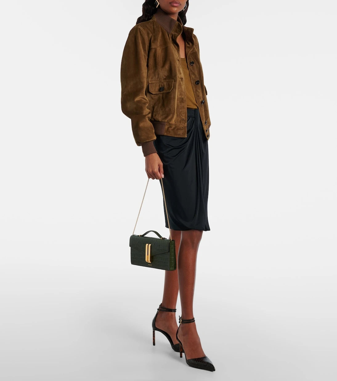 DeMellier - Vancouver croc-effect leather clutch