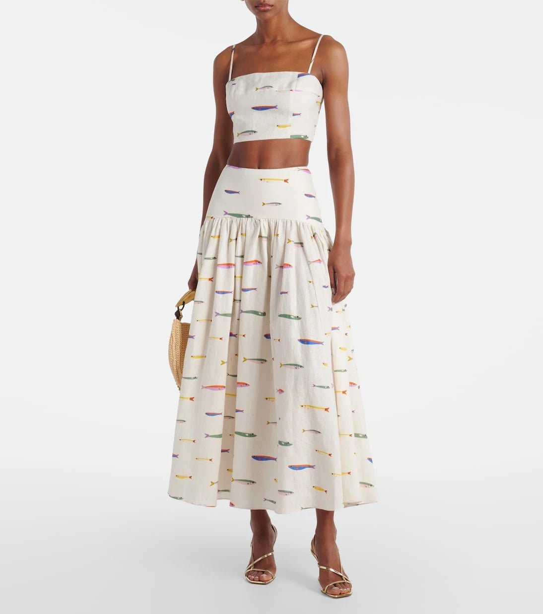 Staud - Federico printed linen crop top