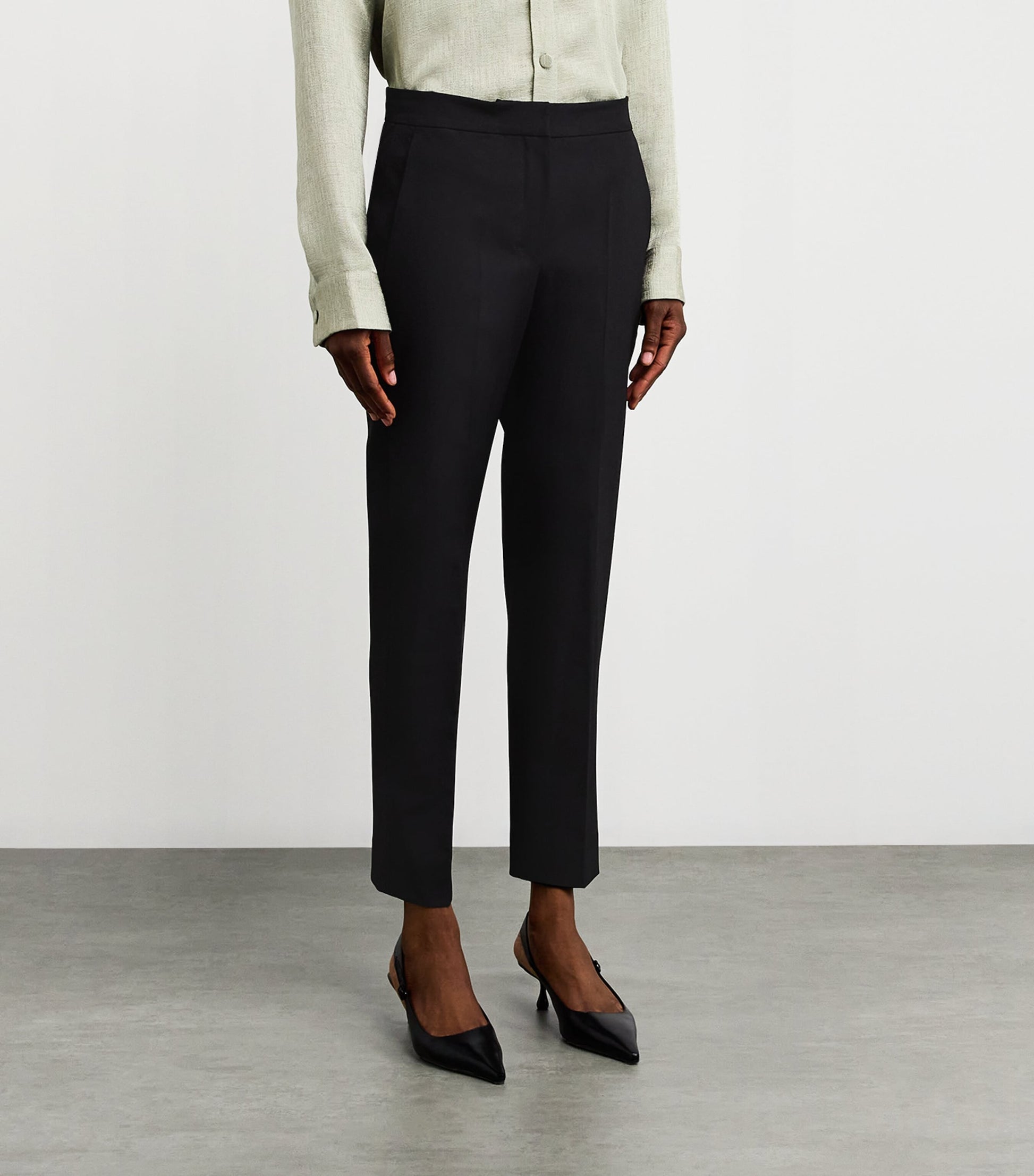 Max Mara Black Gabardine Slim Trousers