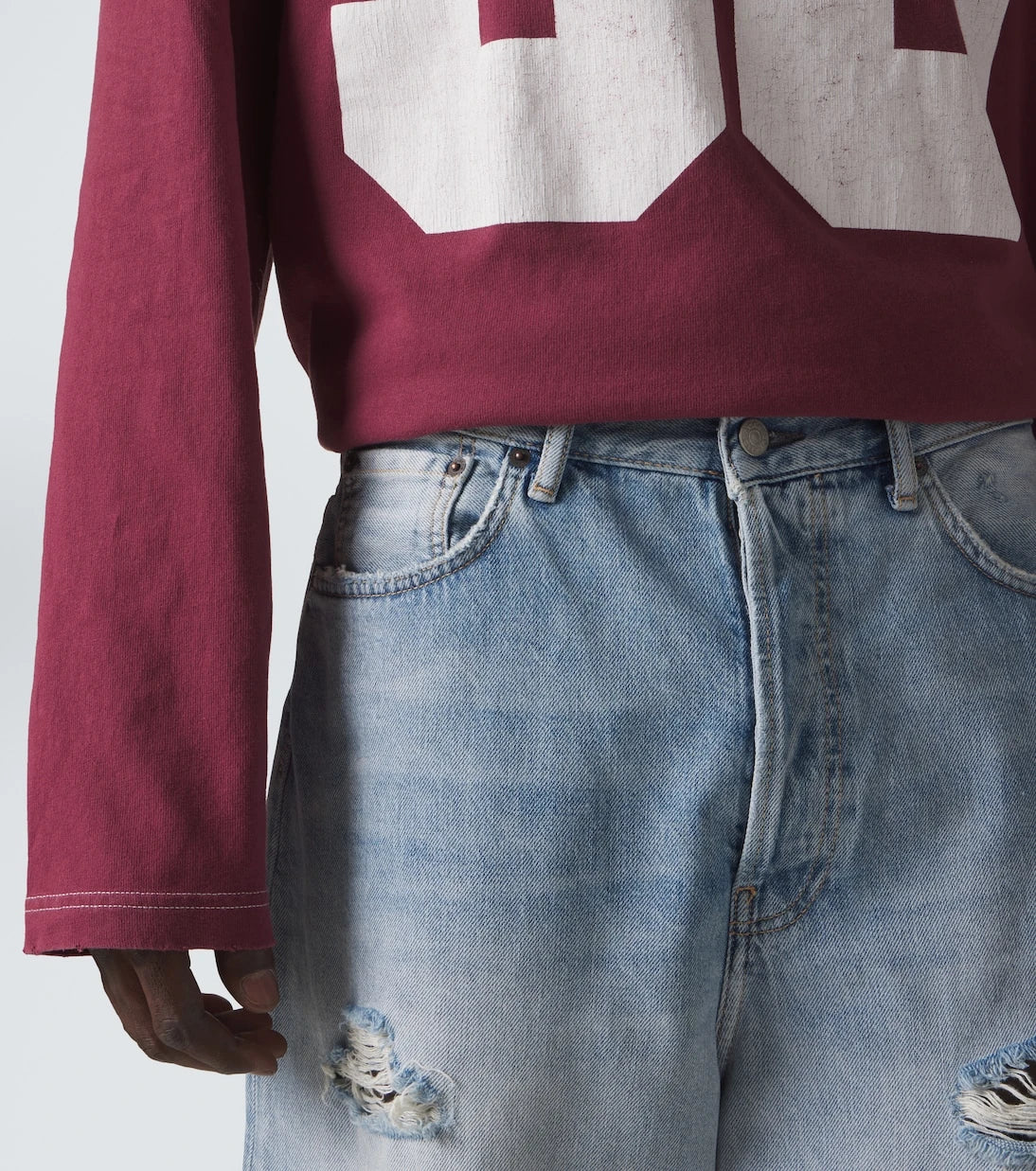 Acne Studios - Distressed denim Bermuda shorts