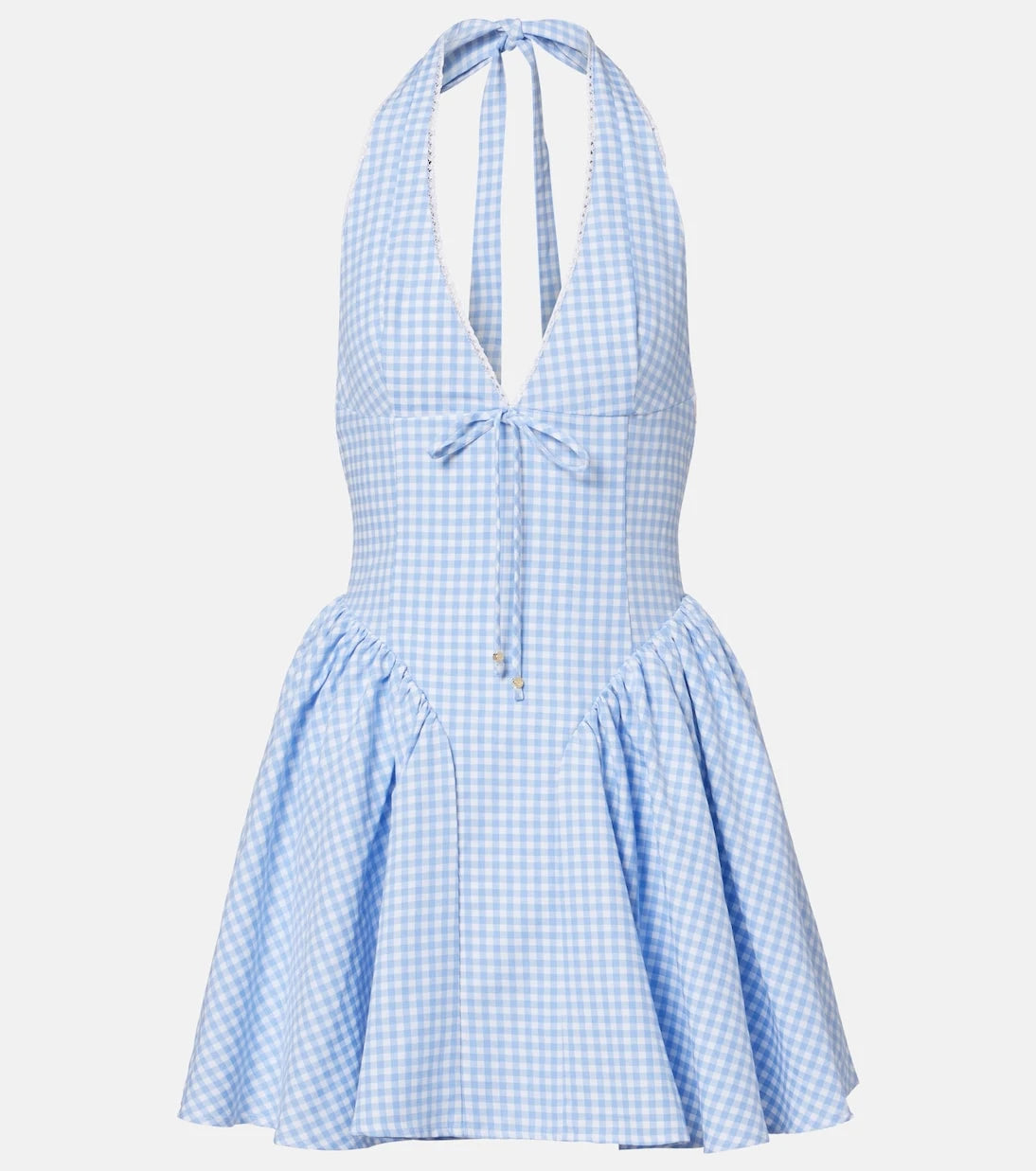 Bananhot - فستان ميكايلا قطني قصير بقصة رسن ومربعات gingham