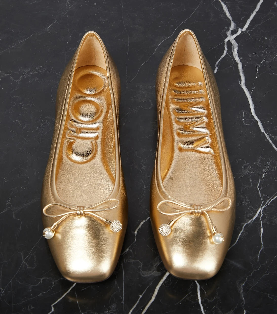 Jimmy Choo - Elme metallic leather ballet flats