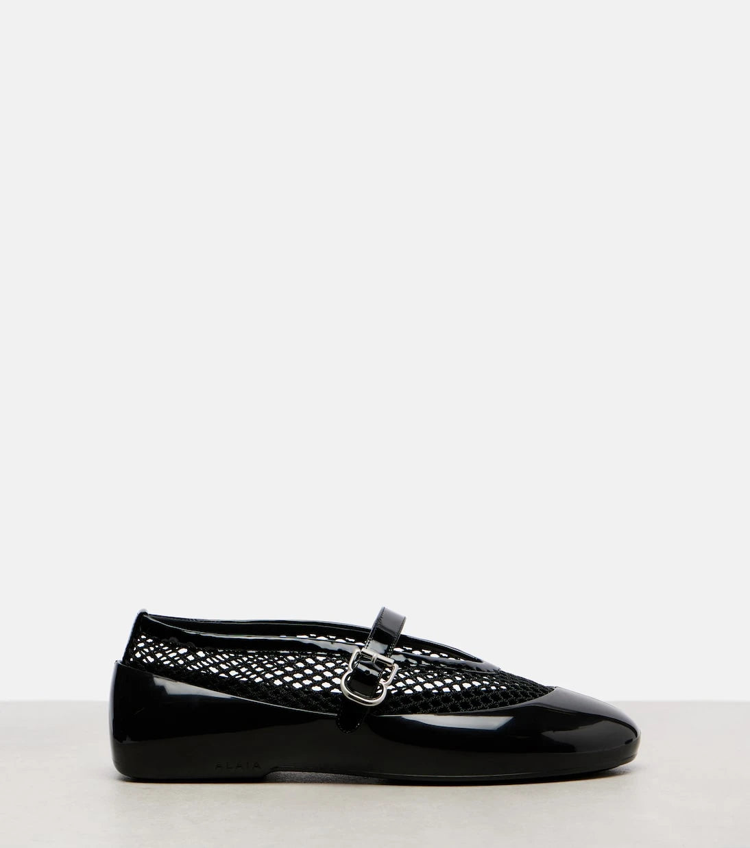 Alaïa - Leather-trimmed fishnet ballet flats