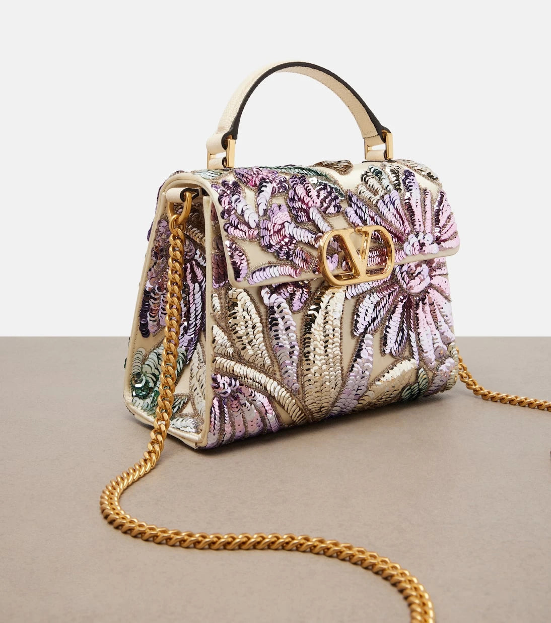 Valentino Garavani - VSling Mini sequined satin top-handle bag