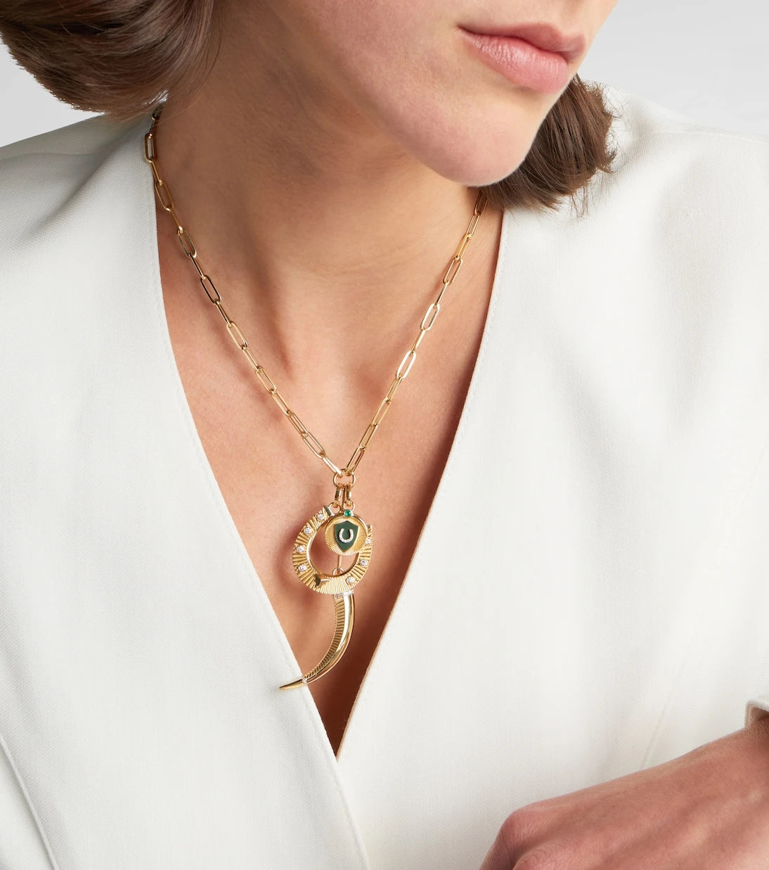 FoundRae - Protection 18kt gold pendant necklace with diamonds