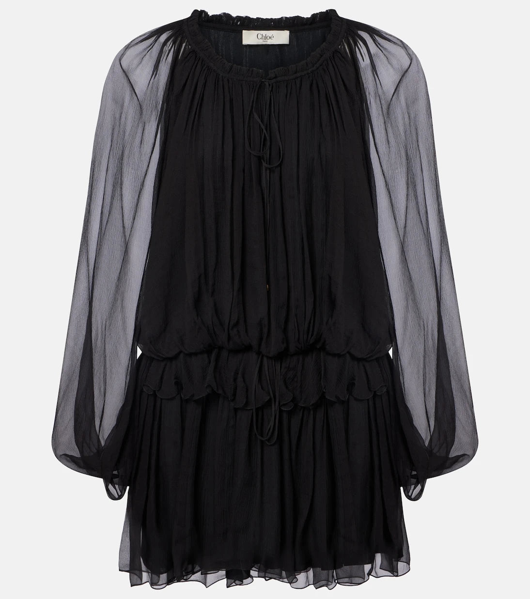 Chloé - Ruffled draped silk minidress