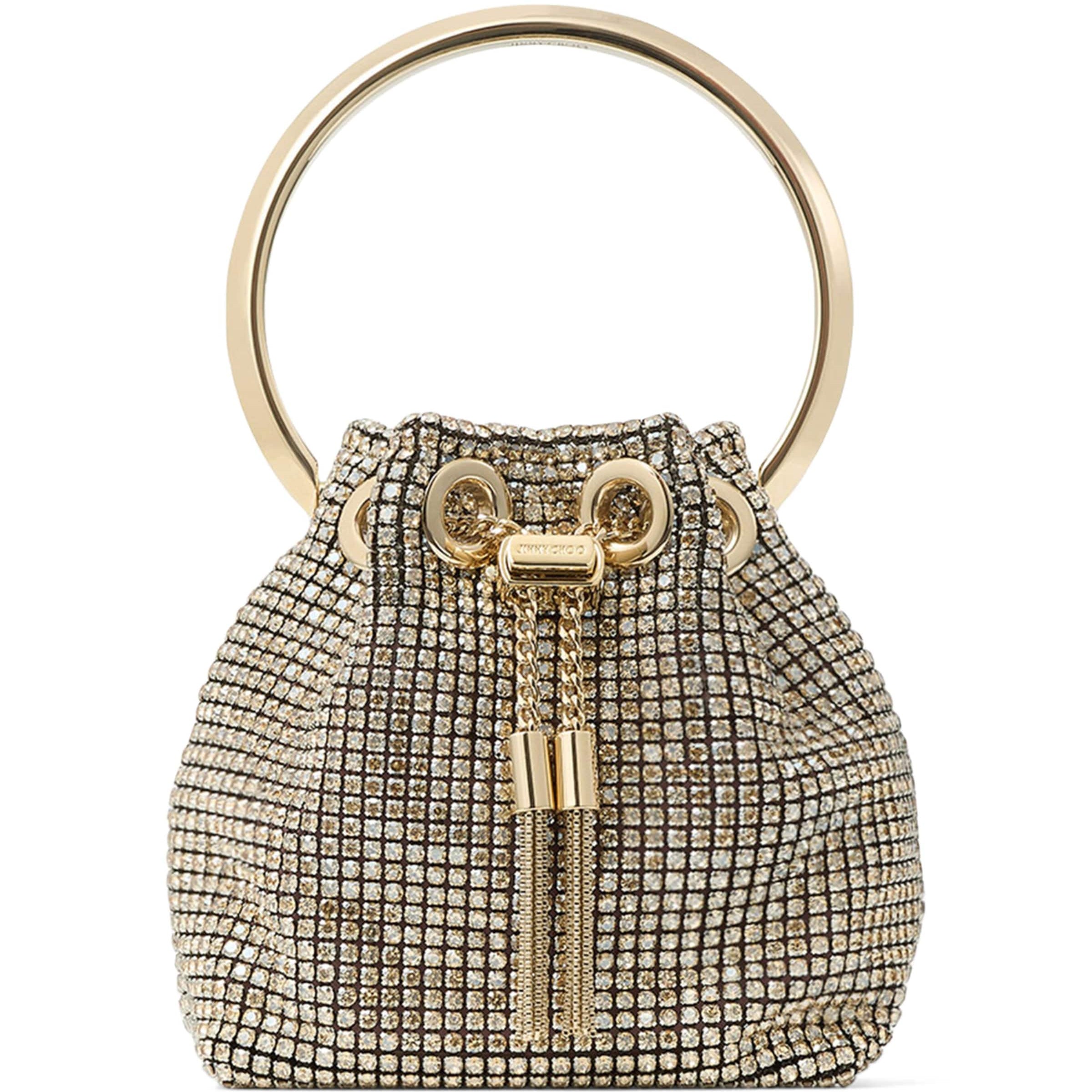 Gold Micro Embellished Bon Bon Top-Handle Bag