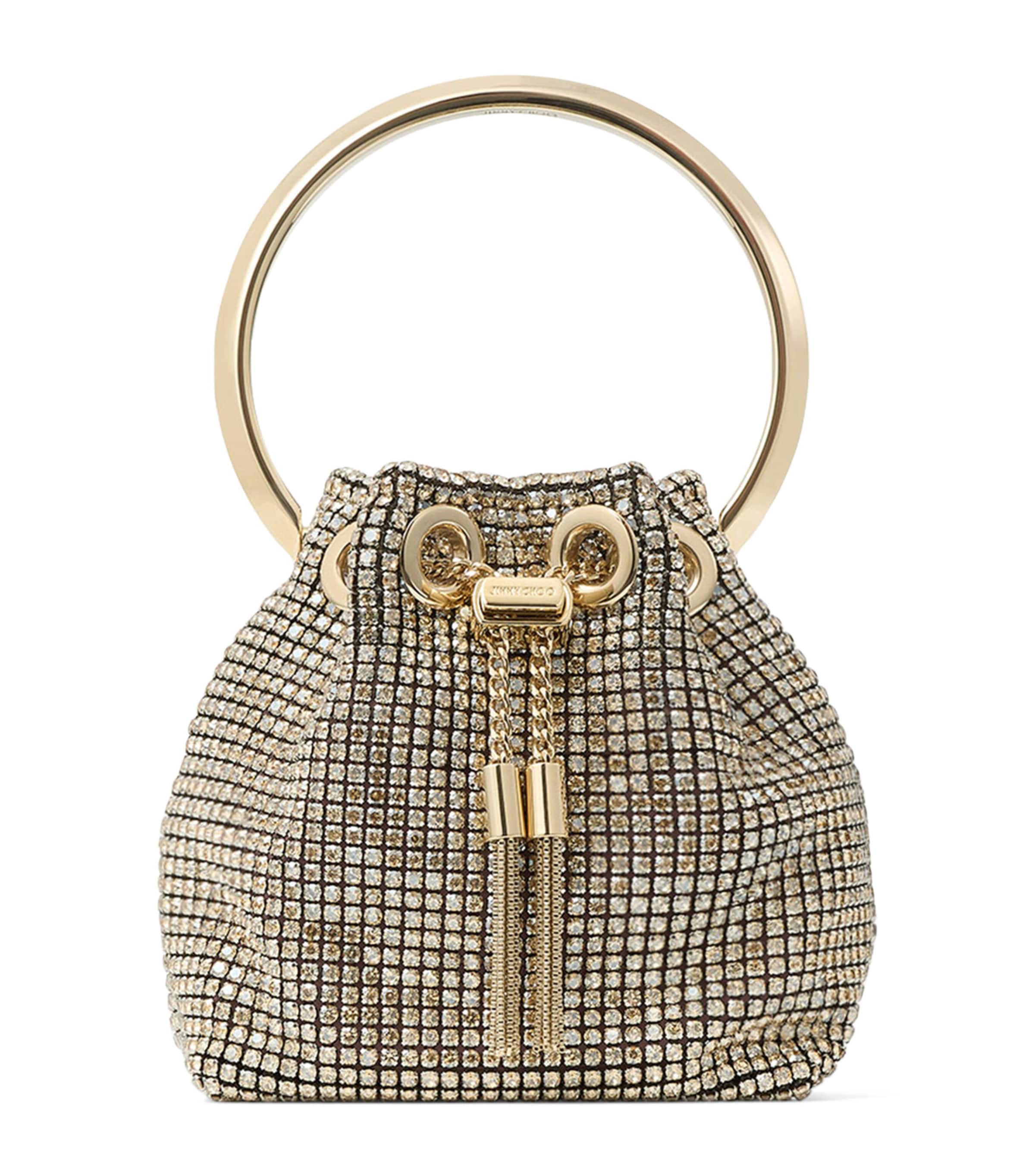 Gold Micro Embellished Bon Bon Top-Handle Bag