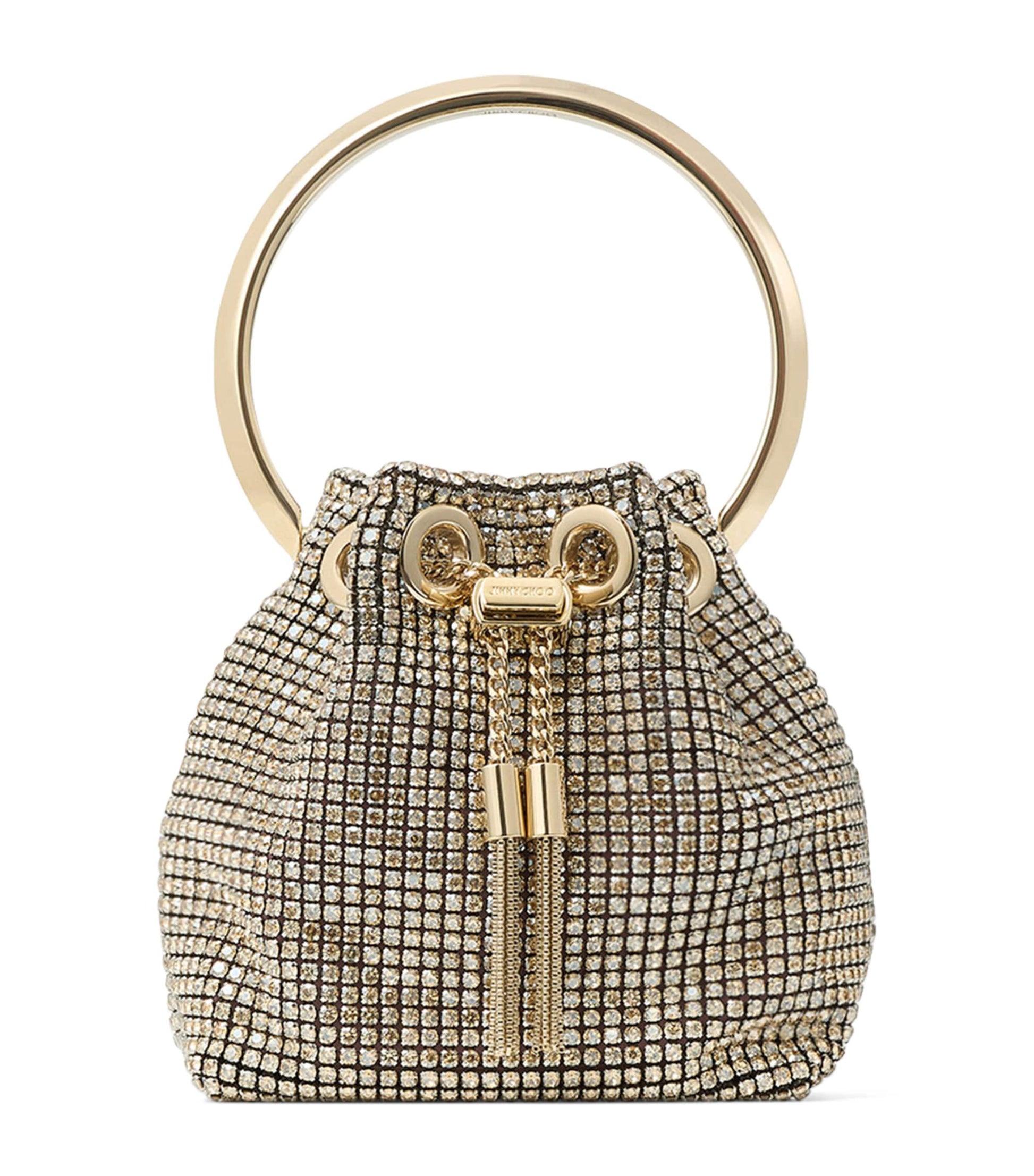 Gold Micro Embellished Bon Bon Top-Handle Bag
