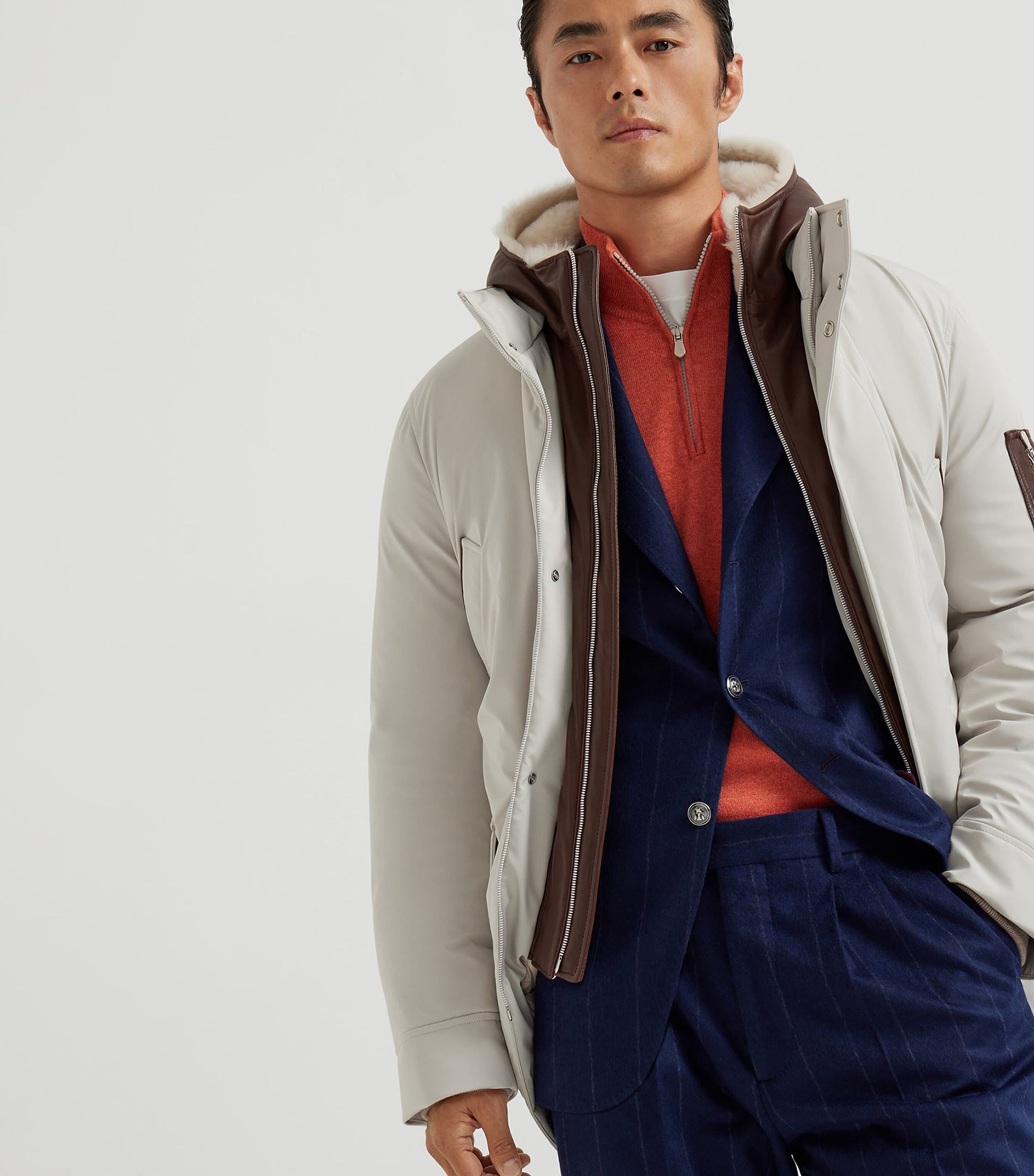 Brunello Cucinelli Blue Down-Filled Parka Jacket