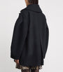 GANNI Black Recycled Wool-Blend Midi Pea Coat