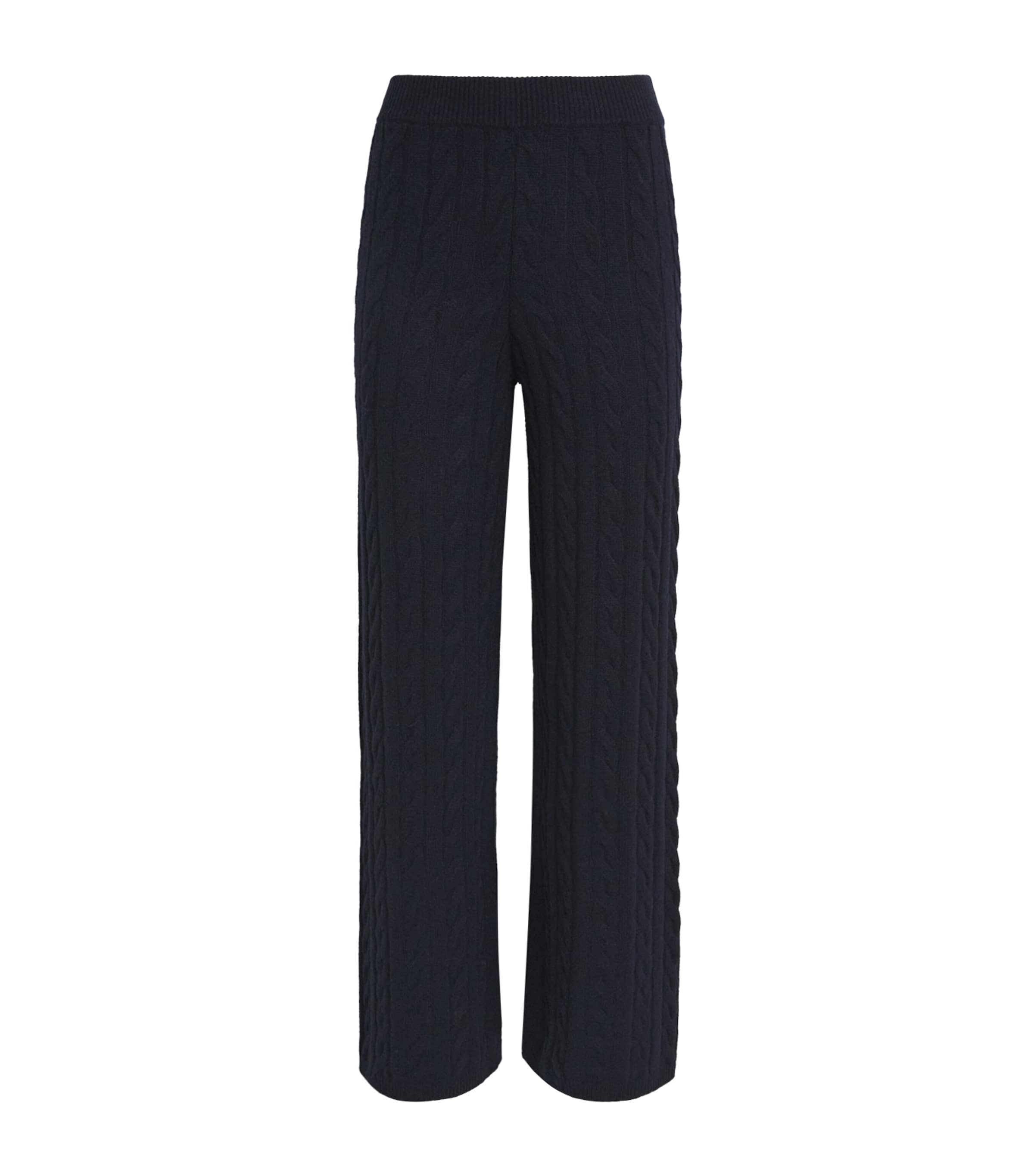 Soft Goat Navy Cashmere Cable-Knit Sweatpants